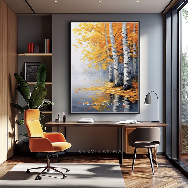 Peinture à l'Huile Arbres et Eau