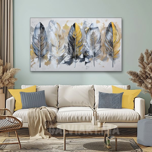 Tableau Plumes Abstraites - Palette Beige