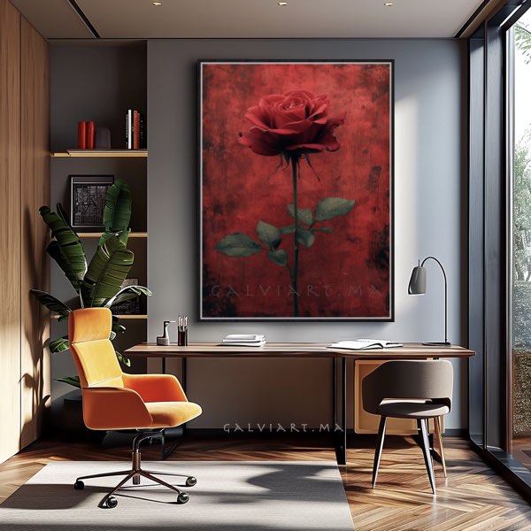 Motif Photogravure Wabi Sabi - Roses Rouges Gothiques