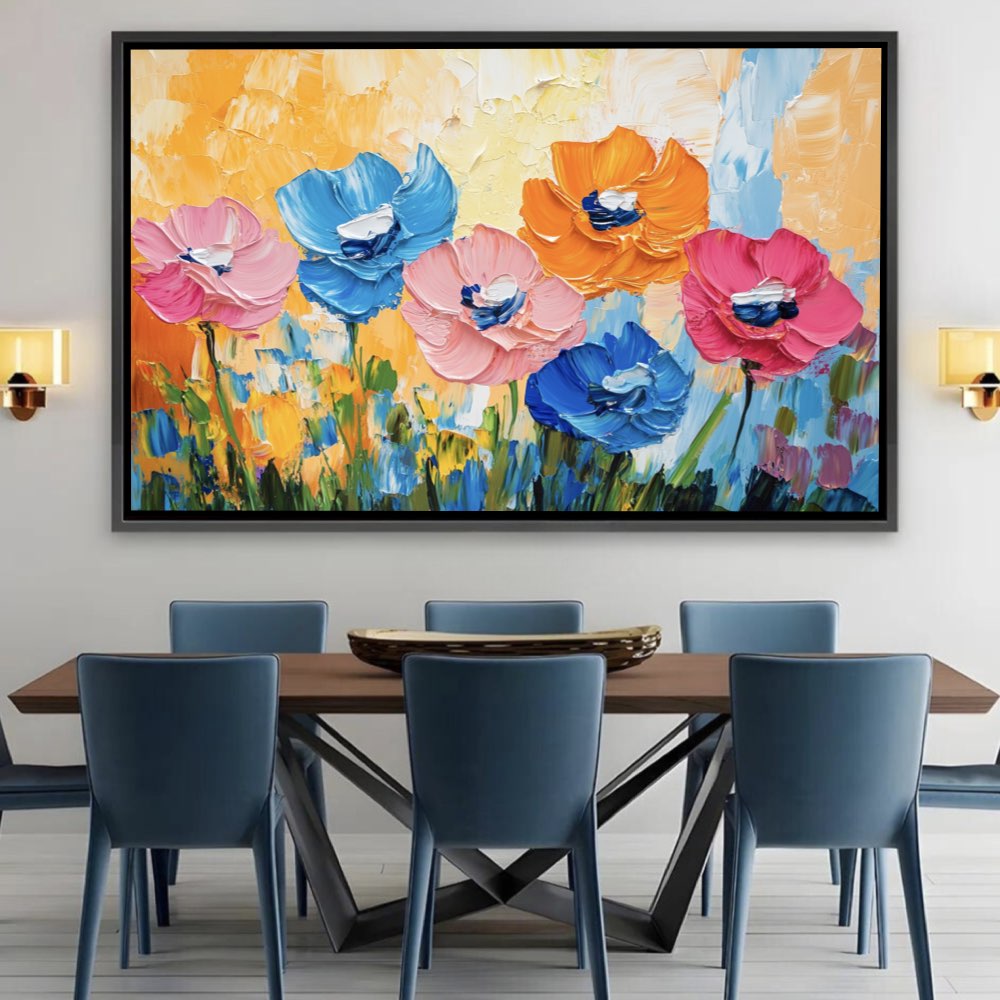 Tableau Abstrait Cubiste - Profils et Couleurs Contrastées
