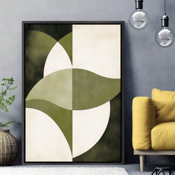 Art Minimaliste Japandi Vert et Beige
