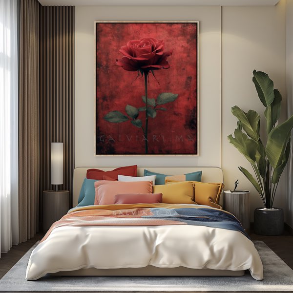Motif Photogravure Wabi Sabi - Roses Rouges Gothiques