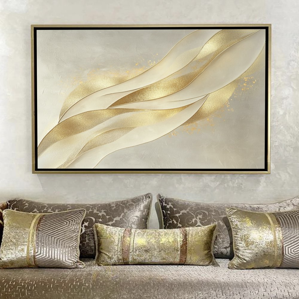 Fond Contemporain Crème avec Fines Touches d'Or