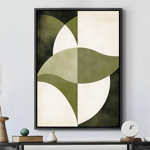 Art Minimaliste Japandi Vert et Beige