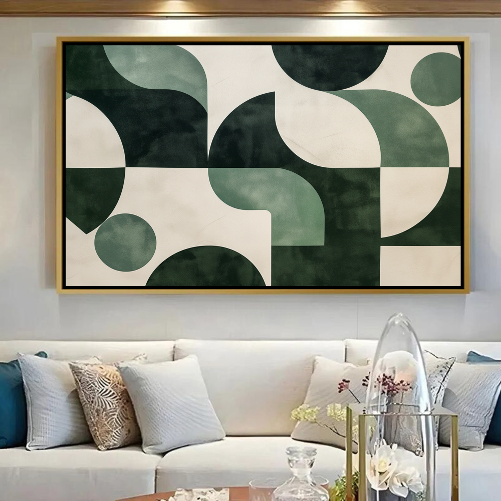 Formes Géométriques en Crème et Vert