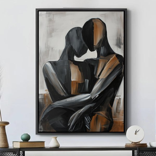 Peinture Abstraite - Couple Amoureux en Acrylique et Huile