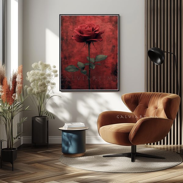 Motif Photogravure Wabi Sabi - Roses Rouges Gothiques