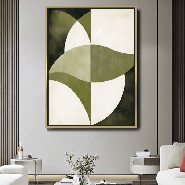 Art Minimaliste Japandi Vert et Beige