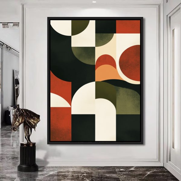 Moderniste Abstrait Vert et Beige