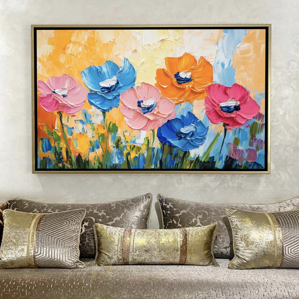 Tableau Abstrait Cubiste - Profils et Couleurs Contrastées