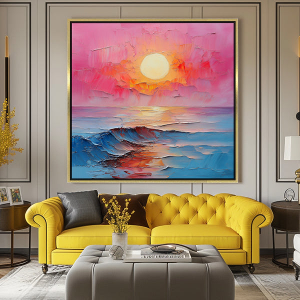 Peinture Abstraite Paysage au Lever du Soleil