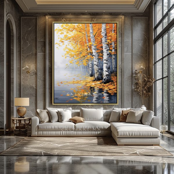 Peinture à l'Huile Arbres et Eau