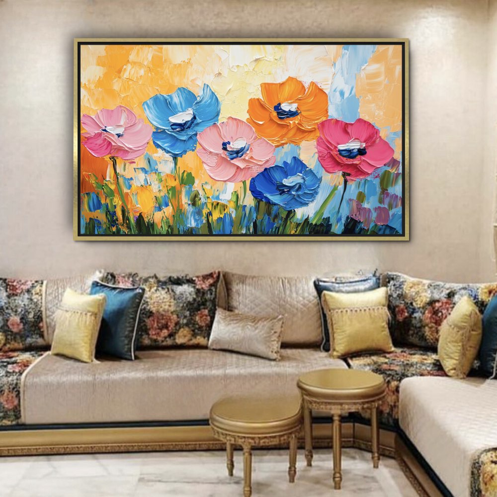 Tableau Abstrait Cubiste - Profils et Couleurs Contrastées