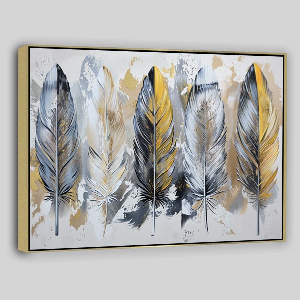Tableau Plumes Abstraites - Palette Beige