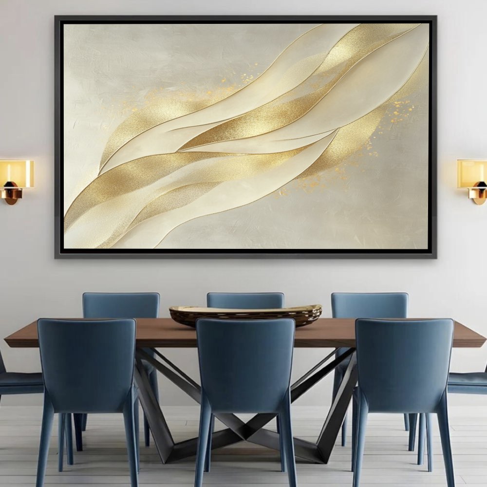 Fond Contemporain Crème avec Fines Touches d'Or