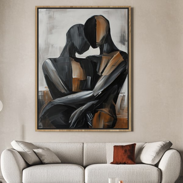 Peinture Abstraite - Couple Amoureux en Acrylique et Huile