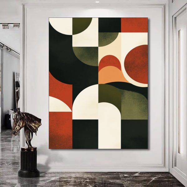 Moderniste Abstrait Vert et Beige