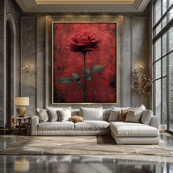 Motif Photogravure Wabi Sabi - Roses Rouges Gothiques