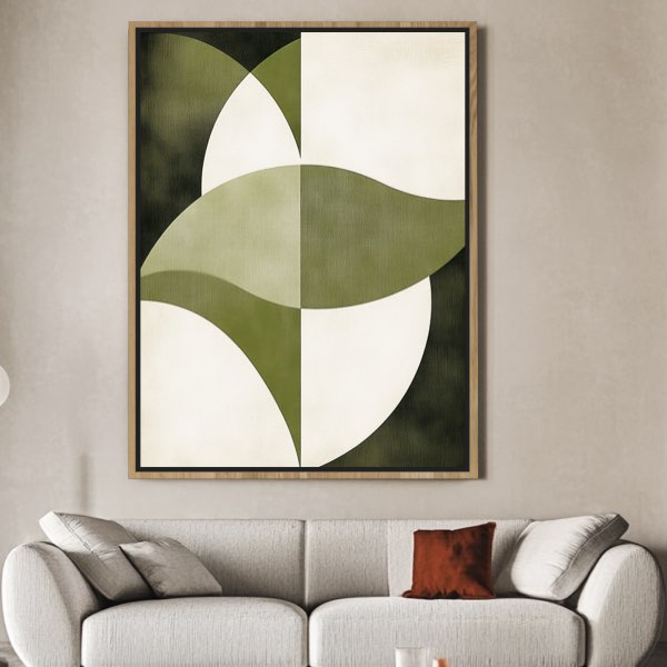 Art Minimaliste Japandi Vert et Beige