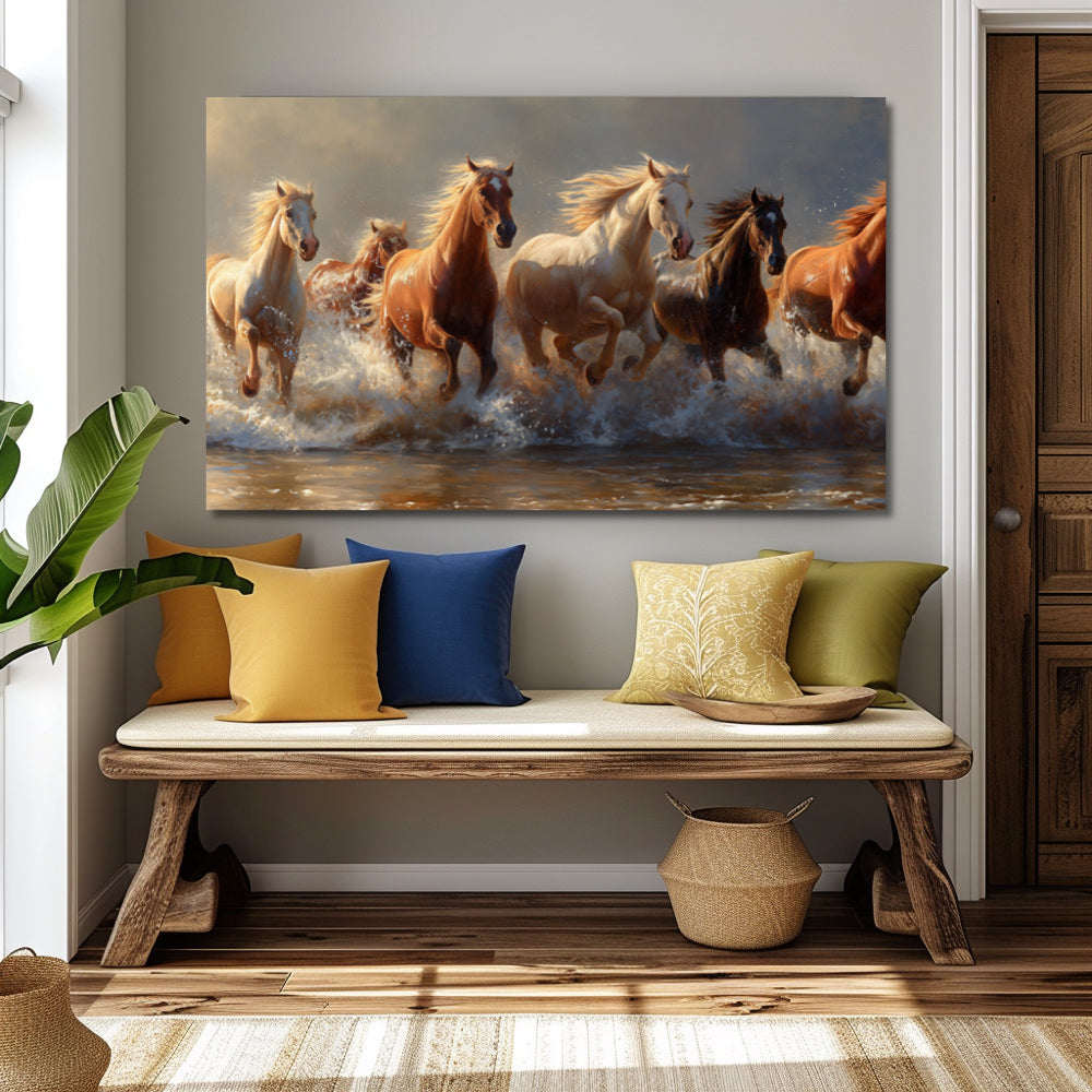 Chevaux sur le rivage