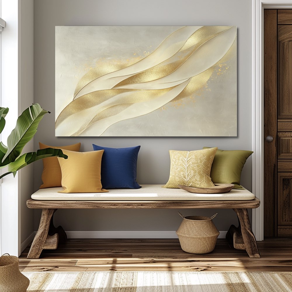 Fond Contemporain Crème avec Fines Touches d'Or