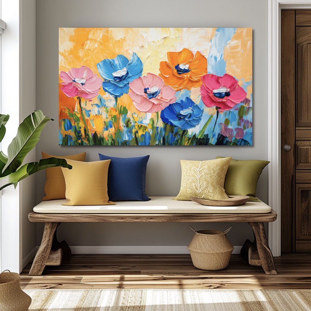 Tableau Abstrait Cubiste - Profils et Couleurs Contrastées