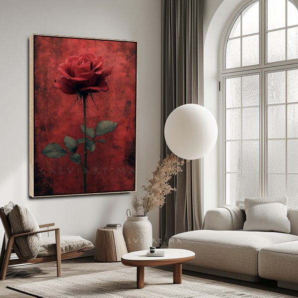 Motif Photogravure Wabi Sabi - Roses Rouges Gothiques