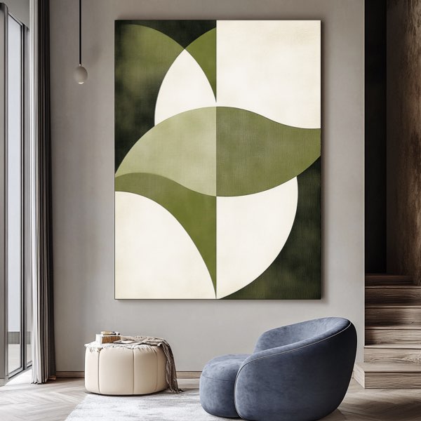 Art Minimaliste Japandi Vert et Beige