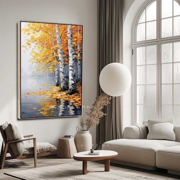 Peinture à l'Huile Arbres et Eau