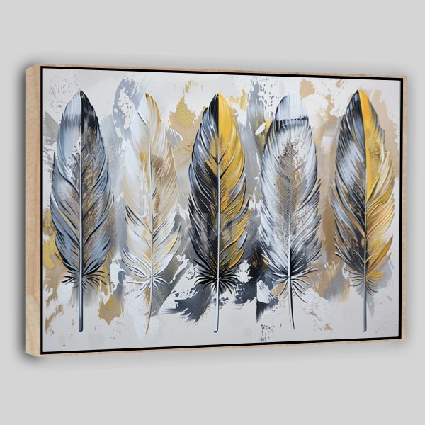 Tableau Plumes Abstraites - Palette Beige