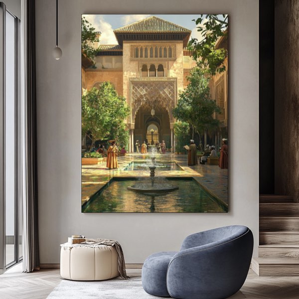 Cour Andalouse à Grenade - Palais de l'Alhambra, Architecture Islamique