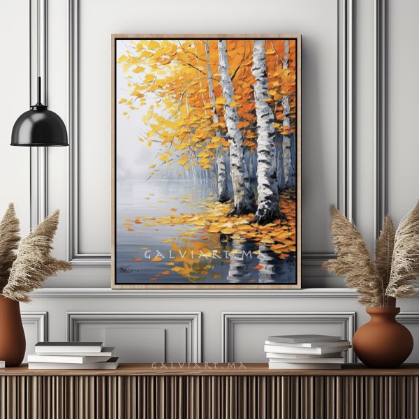Peinture à l'Huile Arbres et Eau