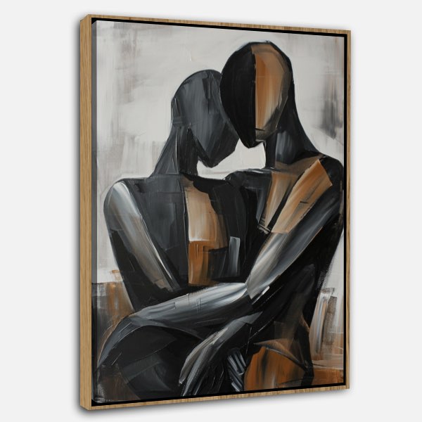 Peinture Abstraite - Couple Amoureux en Acrylique et Huile