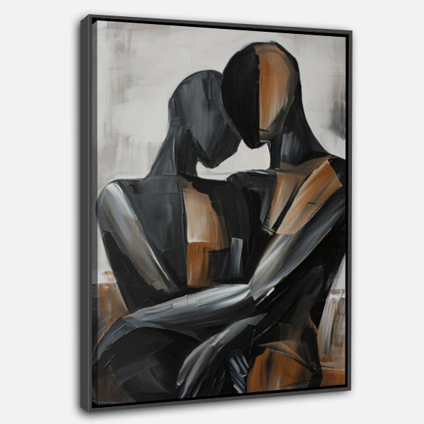Peinture Abstraite - Couple Amoureux en Acrylique et Huile