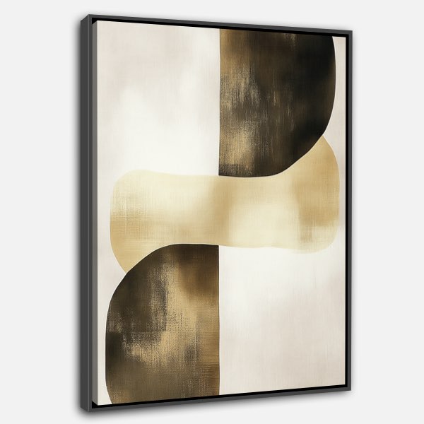 Peinture Abstraite Minimaliste avec Formes Dorées