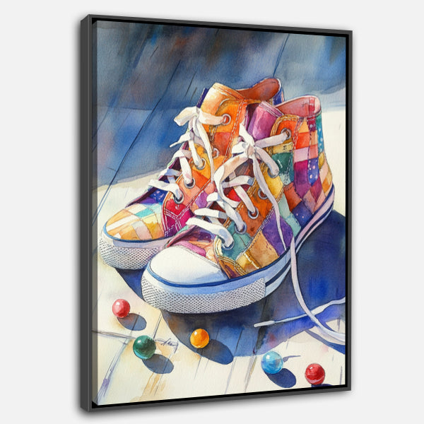 Impression sur toile "Baskets Patchwork Colorées"