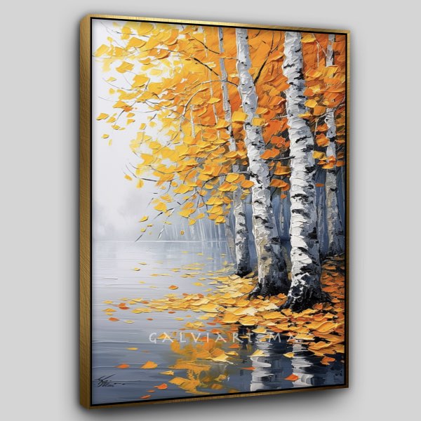 Peinture à l'Huile Arbres et Eau