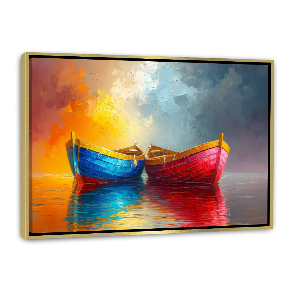 Barques Colorées au Bord de l'Eau
