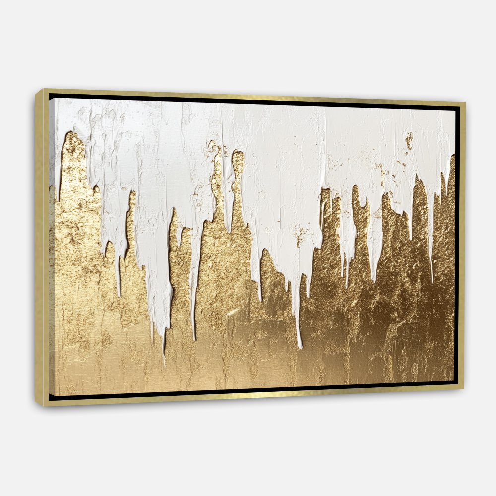 Peinture Abstraite avec Paillettes Dorées - Élégance Dégradée