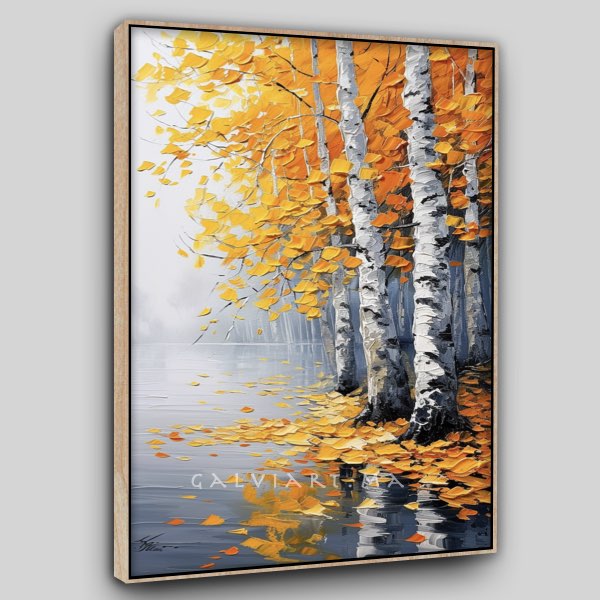 Peinture à l'Huile Arbres et Eau