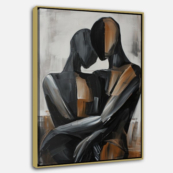 Peinture Abstraite - Couple Amoureux en Acrylique et Huile