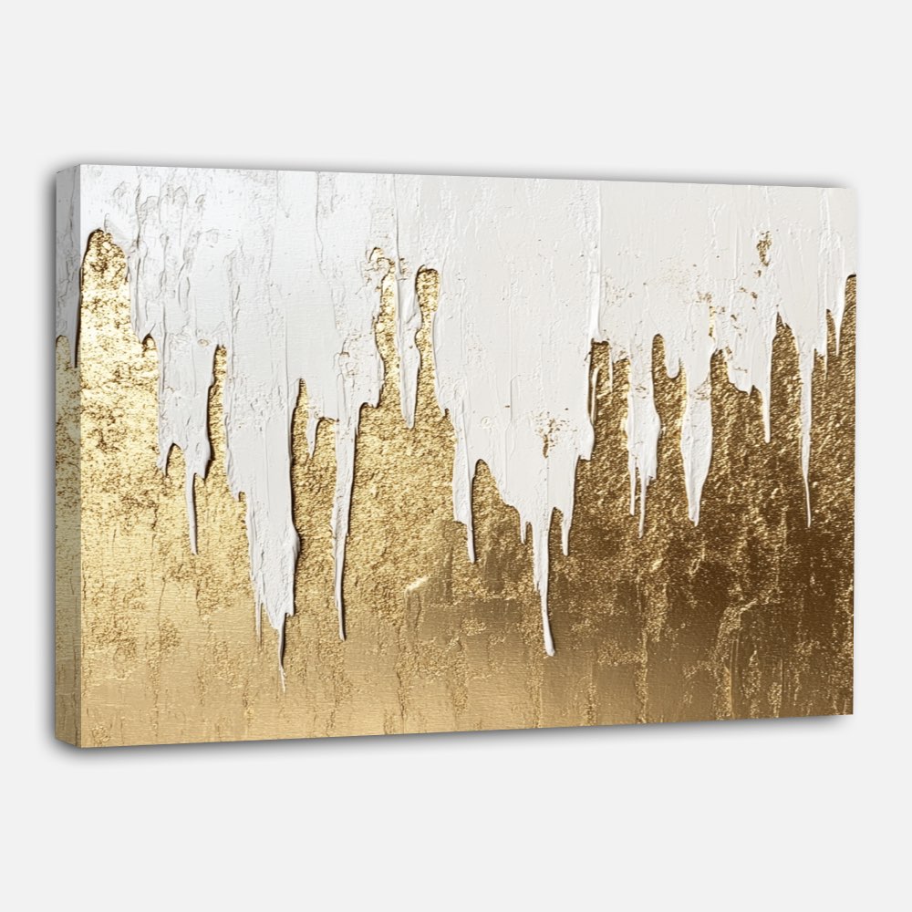 Peinture Abstraite avec Paillettes Dorées - Élégance Dégradée