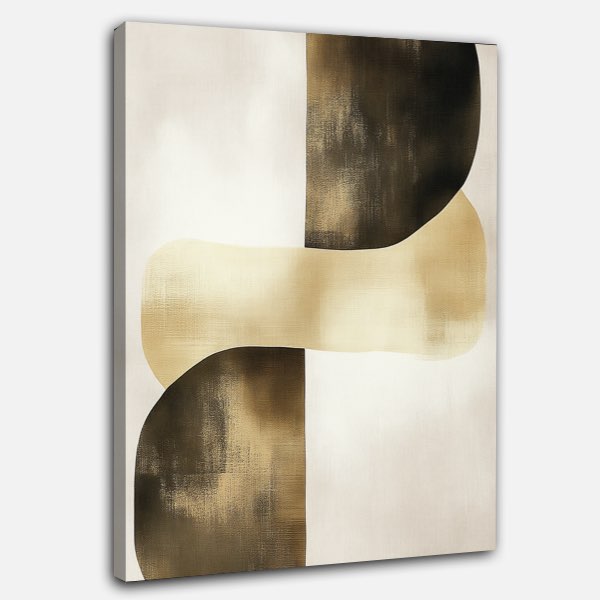 Peinture Abstraite Minimaliste avec Formes Dorées