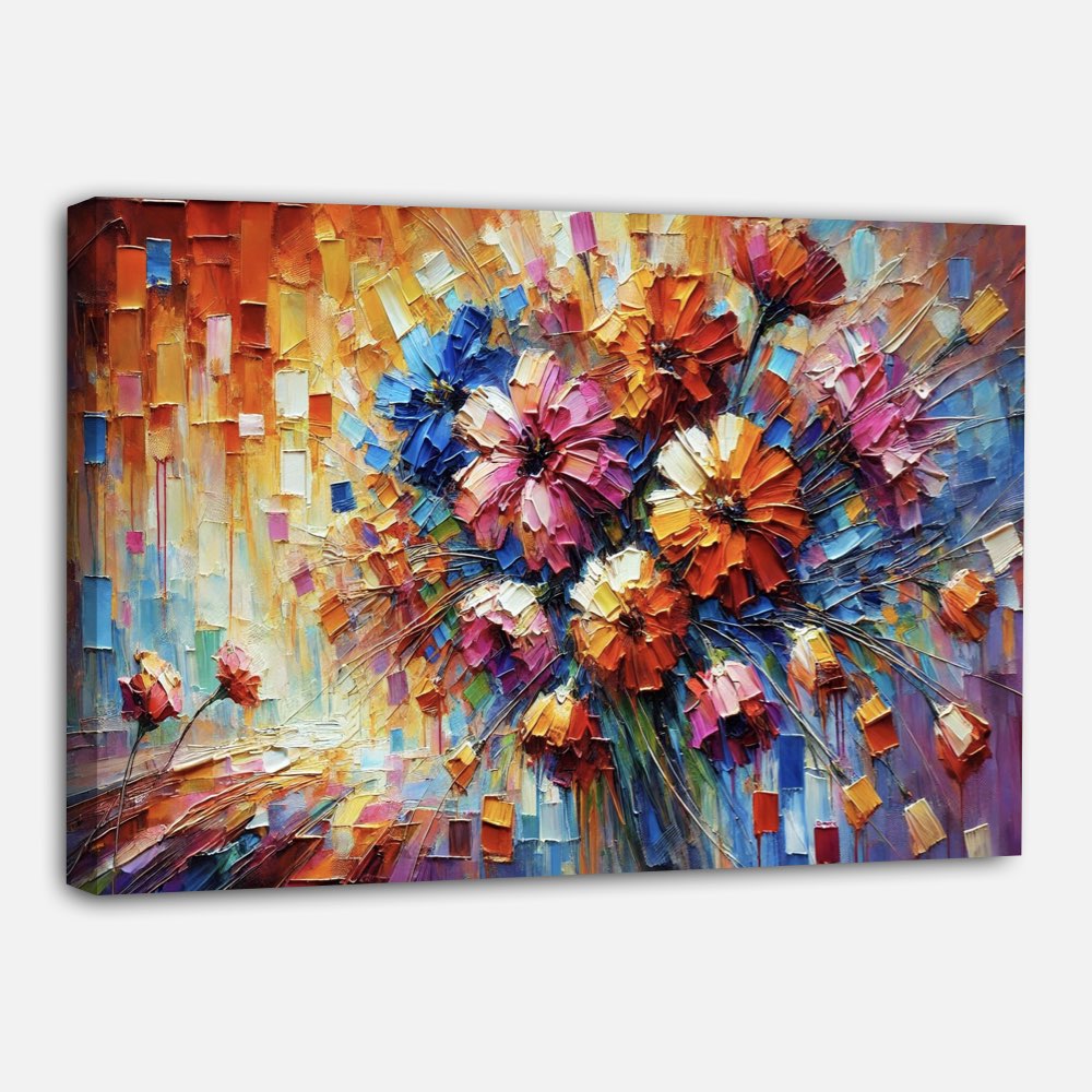 Fleurs colorées sur toile