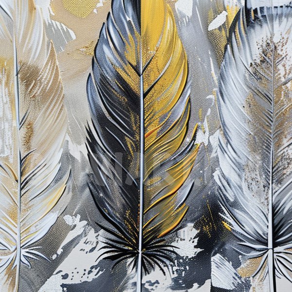 Tableau Plumes Abstraites - Palette Beige