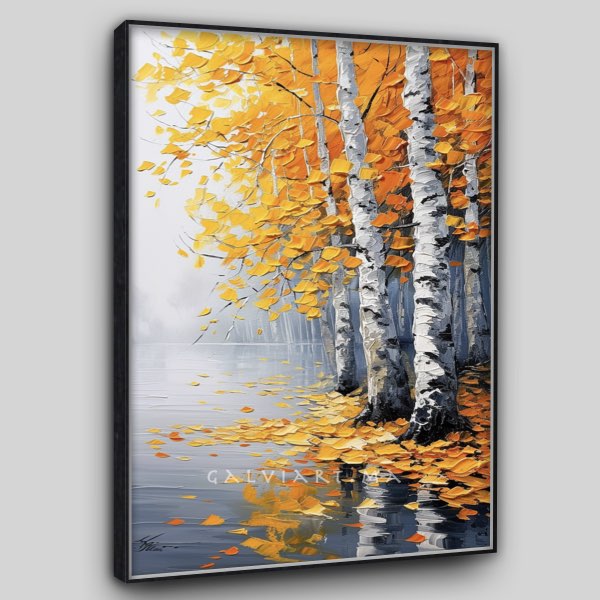 Peinture à l'Huile Arbres et Eau