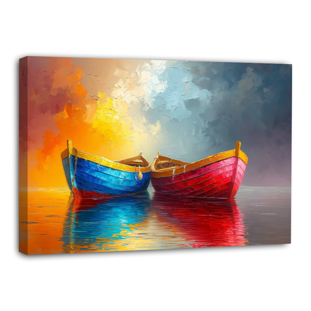 Barques Colorées au Bord de l'Eau