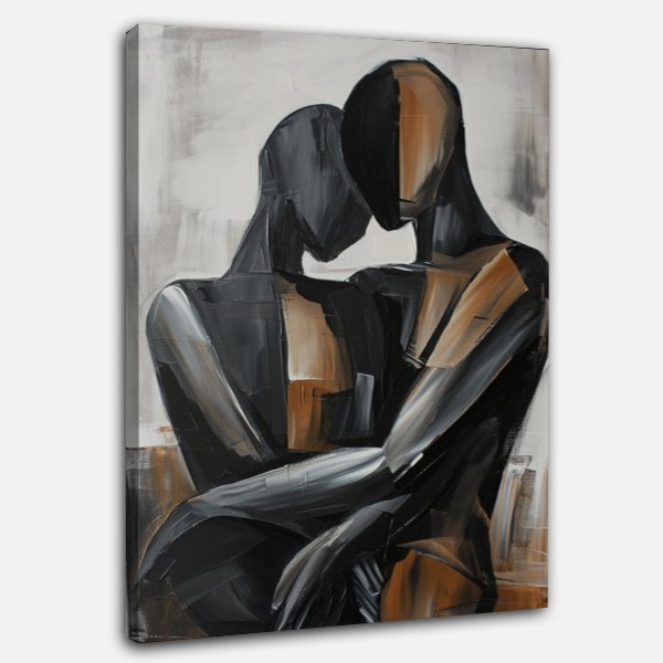 Peinture Abstraite - Couple Amoureux en Acrylique et Huile