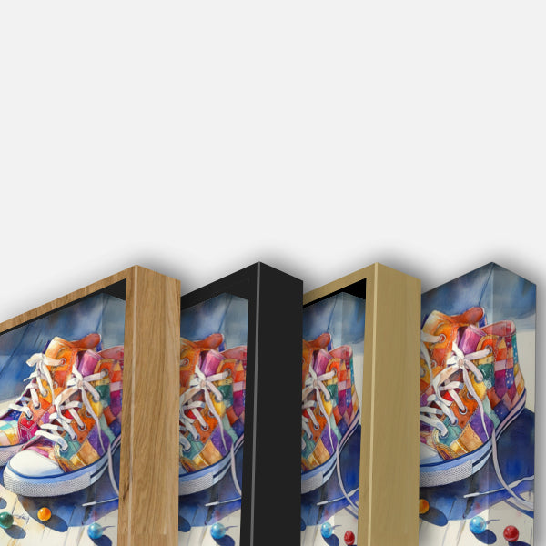 Impression sur toile "Baskets Patchwork Colorées"