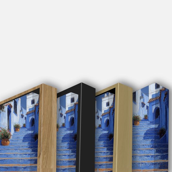 Peinture Chefchaouen - Escaliers Bleus en Détails